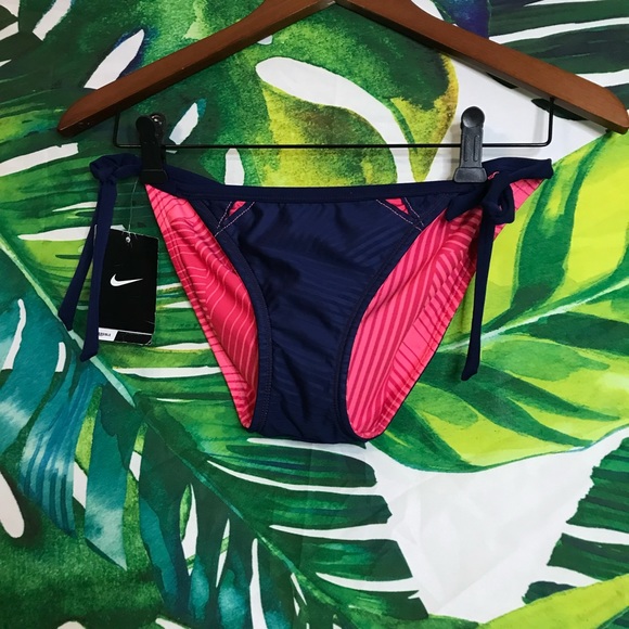 Nike Other - $52 Nike Womens 8 Reversible Navy Blue Pink Side Tie Athletic Swim Bikini Bottom